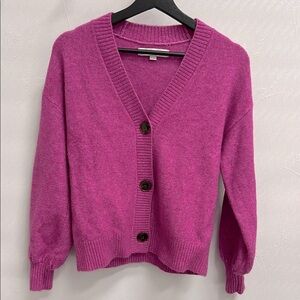 LOFT Vibrant Magenta V-Neck Cardigan Sweater